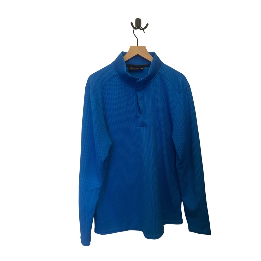 Under Armour Golf Pullover‎ XXL Mens Blue ColdGear Long Sleeve Button